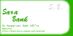 sara bank business card